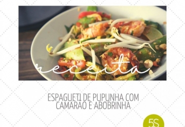 Espagueti de Pupunha com Camarao e Abobrinha
